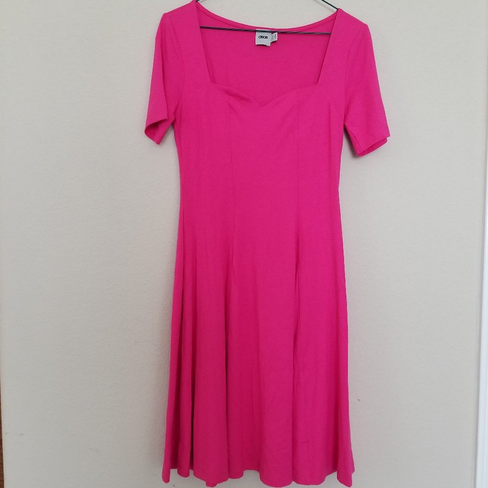 *3for$20*ASOS 6 Barbiecore Pink Heart Neckline Fit Flare Dress